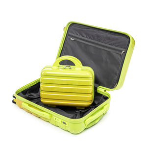 2-Piece Polycarbonate Spinner Wheel Luggage Set with Lock - Green & Yellow
