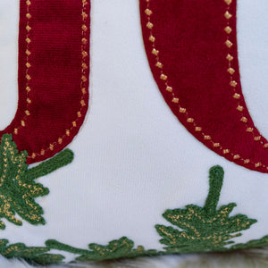 Joy Embroidered Christmas Throw Pillow
