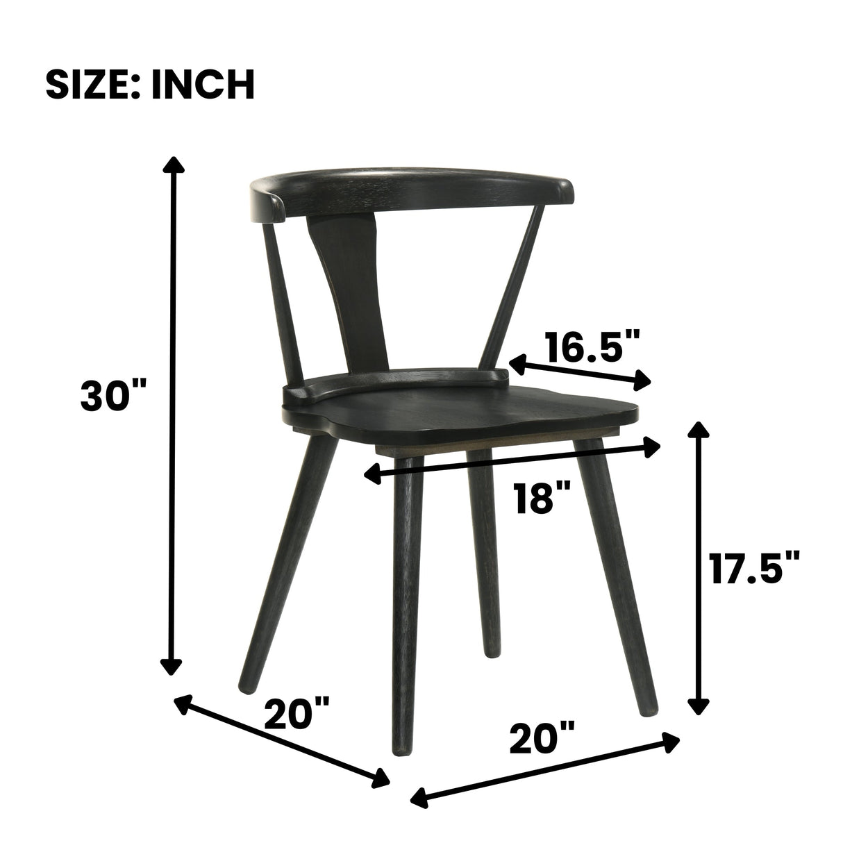 Modern Farmhouse Wood Dining Chairs, Set of 2
