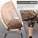 New Grid Style PE Wicker Weaving Patio Egg Chair with Natural Color Rattan Beige Cushion