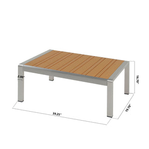 Cora Outdoor Aluminum Coffee Table - Natural / Silver