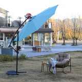 10ft Solar LED Offset Hanging Patio Umbrella (Light Green)
