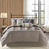 7 Piece Herringbone Comforter Set Neutral Queen