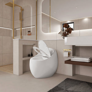 Modern Egg Shape Toilet 1.28 Gpf Single Flush Ceramic