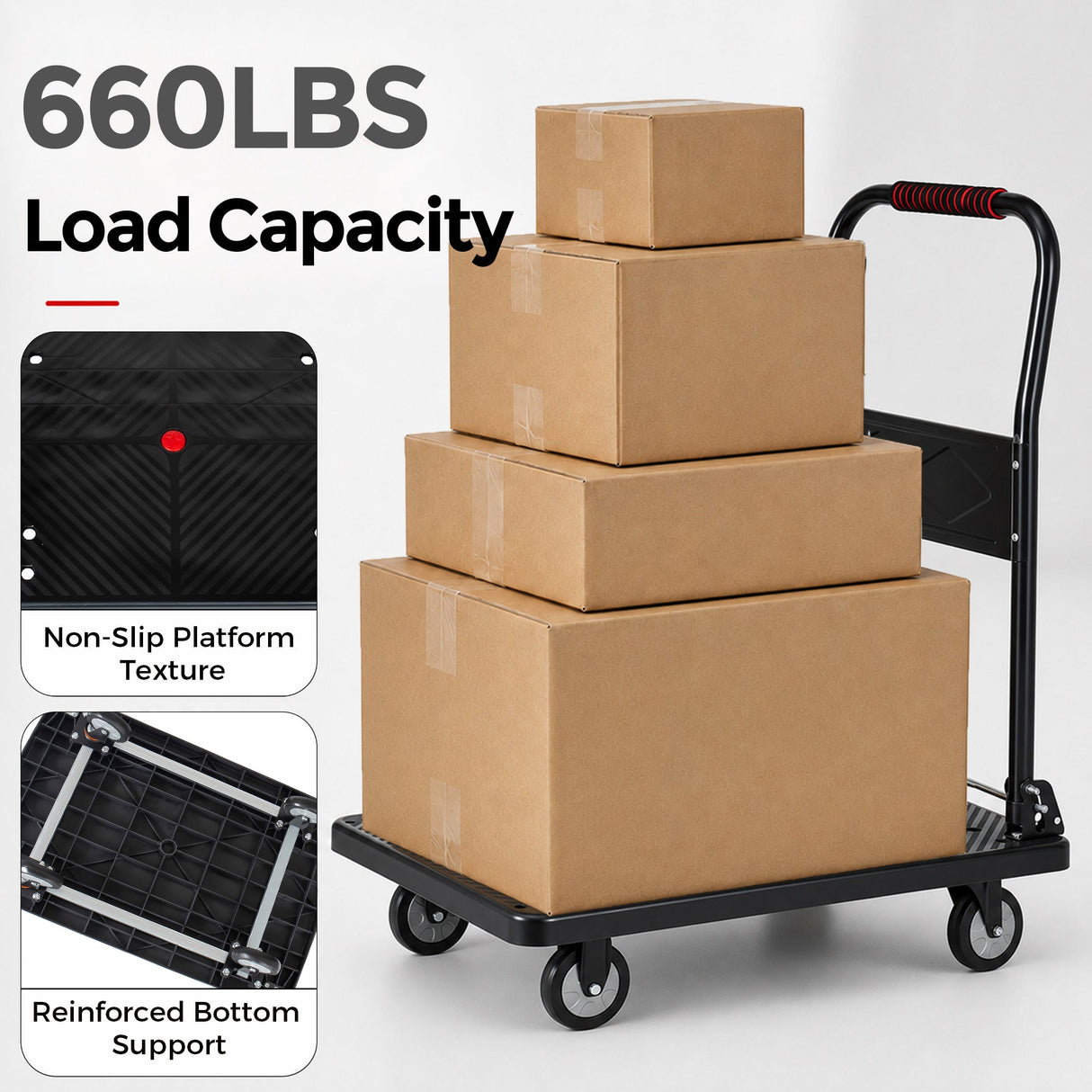 35-3/4" Long x 24" Wide Platform Truck - Foldable Handcart
