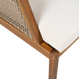 Acacia Wood Patio Furniture Club Chair Outdoor Wicker Armchair with Deep Seating and Soft Cushions