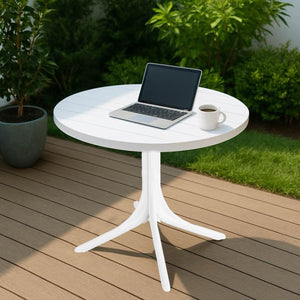 Modern Round Table, Waterproof, UV Resistant And Durable - White