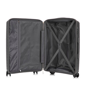 3-Piece PP Spinner Wheel Luggage Set 20'/24'/28' Silver Grey