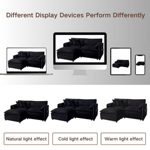 Modern Comfy Deep Seat Modular Sectional Sofa Cloud Couch With Ottoman