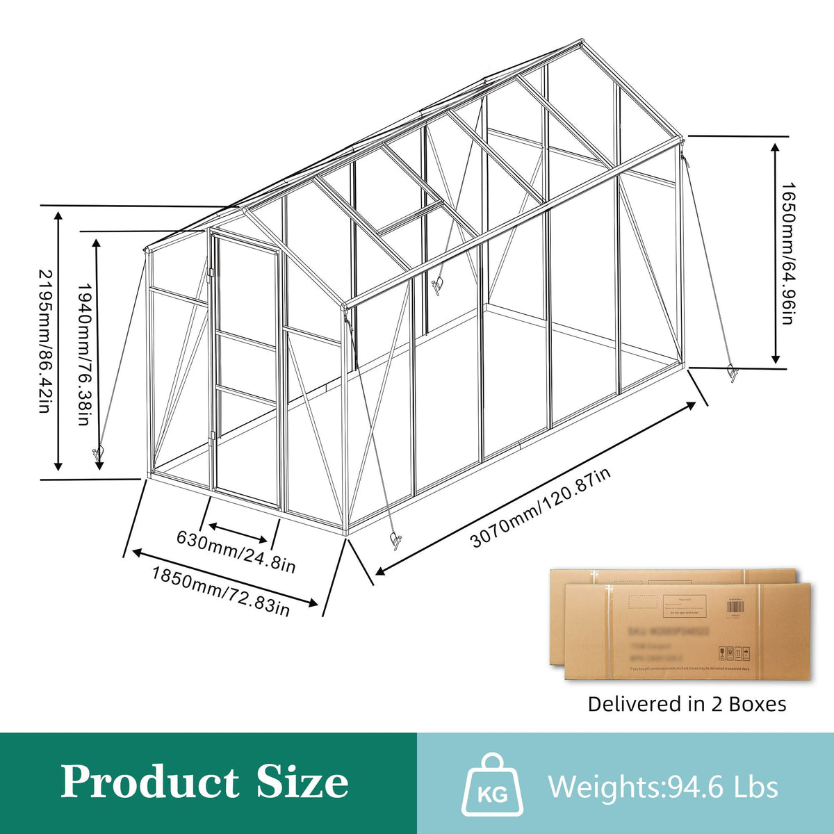 Windproof Greenhouse with Raised Base - Black