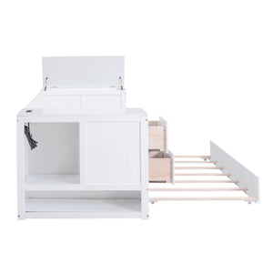 Daybed With Storage Arms, Trundle And Charging Station