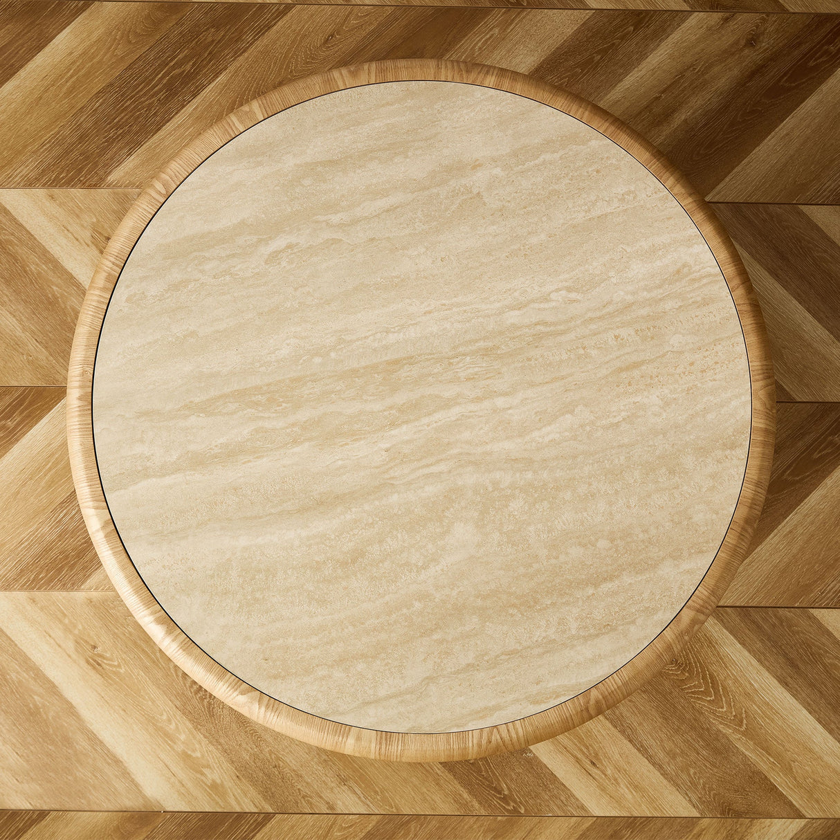 Round Coffee Table with Sturdy MDF Pedestal