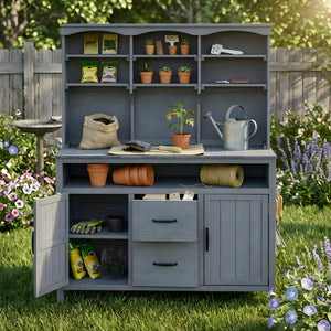 TOPMAX Large Fir Wood Potting Bench