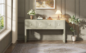 Geometric Carved Console Table with 3 Soft-Close Drawers