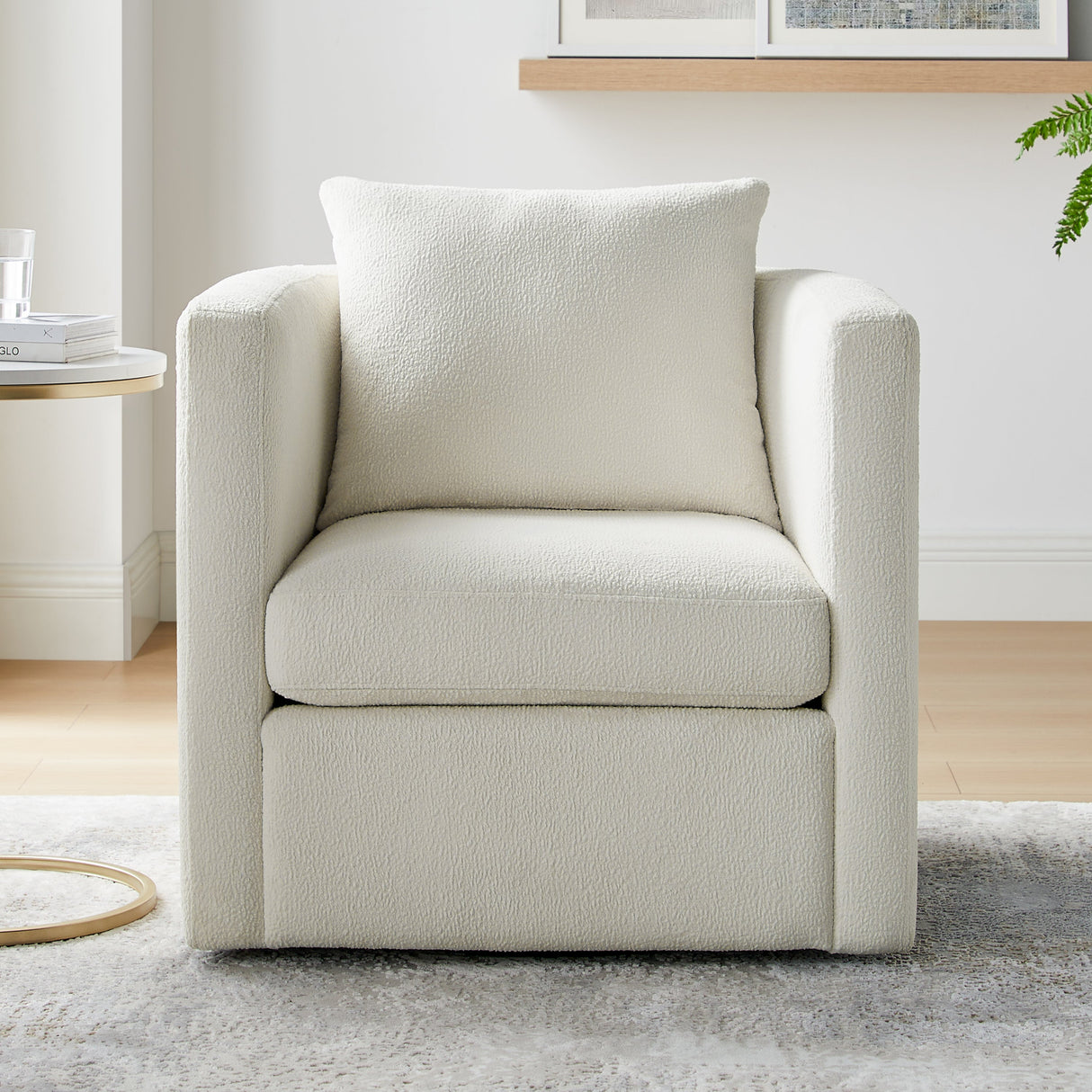 Sutton Light Grey Performance Fabric Swivel Barrel Chair
