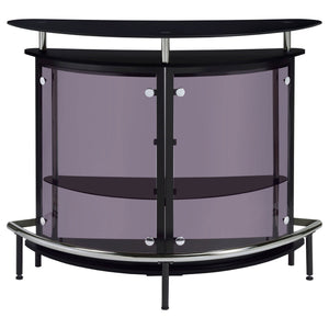 Strick & Bolton - Freestanding Glass Top Home Bar Wine Cabinet With Panels - Black