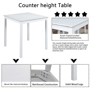 5 Piece Counter Height Table Set, Square Table And 4 Upholstered Chairs