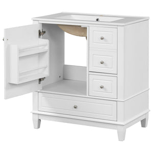 Freestanding Bathroom Vanity With Sink, Soft Close Door, 3 Drawers