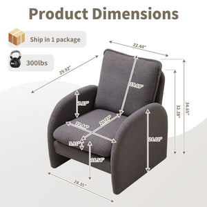 Modern Sherpa Upholstered Accent Chair, Comfortable Living Room Armchair, Lounge Chair For Bedroom, And Office