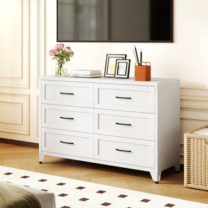 6 Drawer Dresser for Bedroom, Modern Metal Storage Chest