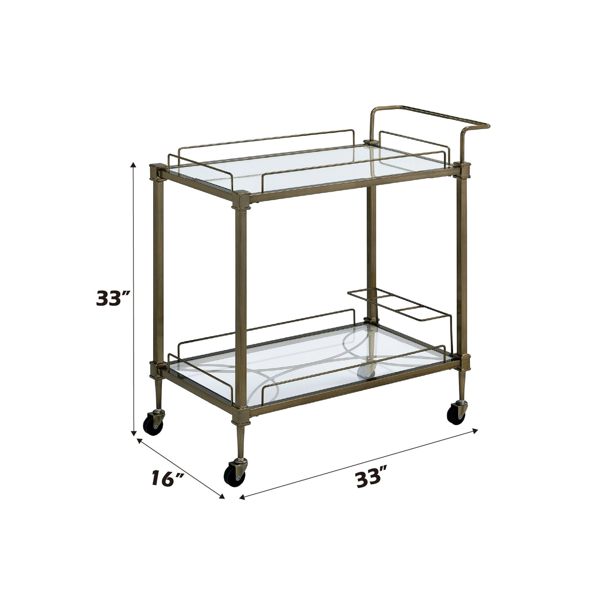 Aditya Mirrored & Antique Brass Finish Serving Cart
