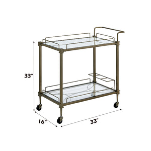 Aditya Mirrored & Antique Brass Finish Serving Cart
