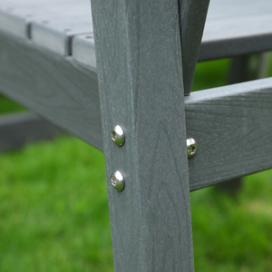 HDPE outdoor patio dining set, one table and four chairs. The outdoor dining furniture has sunshade holes and is suitable. It is suitable for lawns, gardens, backyards, and pool sides.Grey,Waterproof