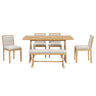 Dining Set With Rectangular Table, 4 Upholstered Chairs & 1 Padded Bench