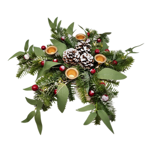 Lighted Candle Wreath - 18 Inch