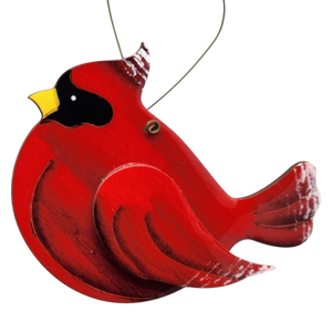 Wooden Cardinal Ornament - In flight facing Left