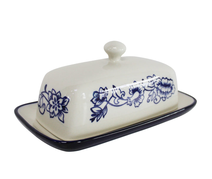 Blue Garden Butter Dish & Spoon Rest Set
