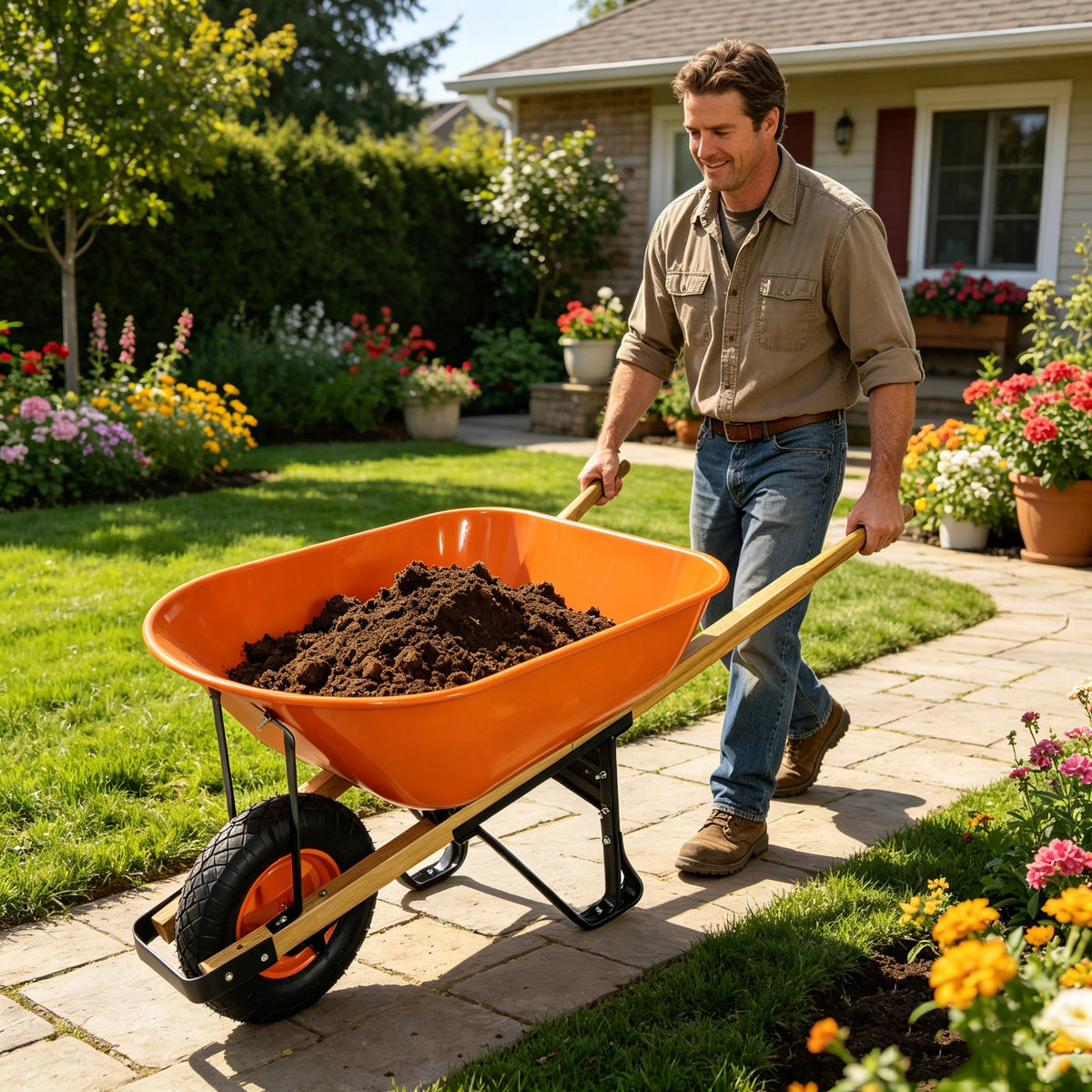 Steel Tray Wheelbarrow with Two Wheels – ABS+Steel Construction - Black or Blue