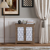 Rustic Natural Aged Brown Solid Wood Transitional Storage Cabinet – 31.89'