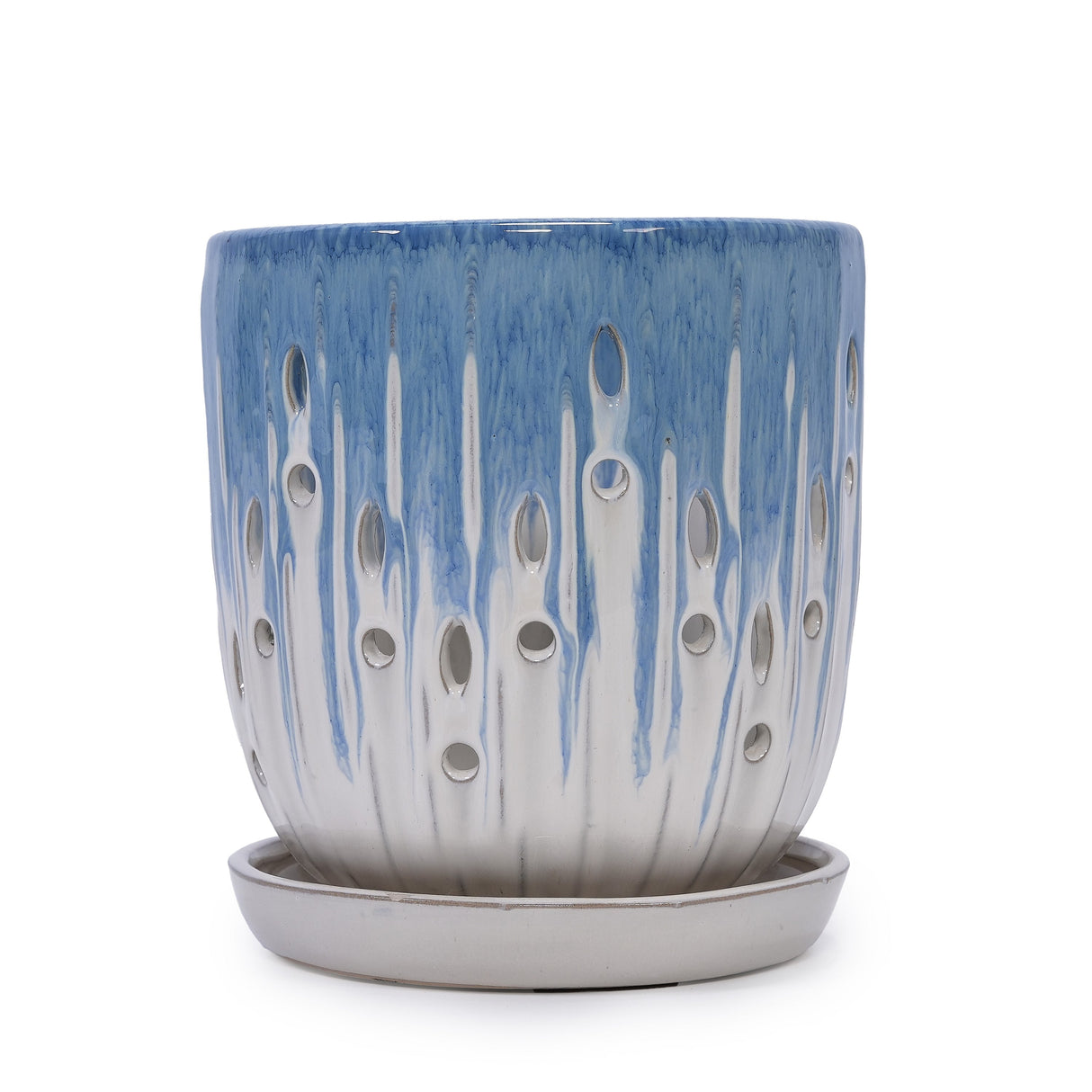 Set of 2 Ceramic Flowerpots with Drainage Hole