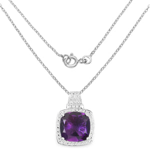 5.85 Carat Genuine Amethyst .925 Sterling Silver Pendant