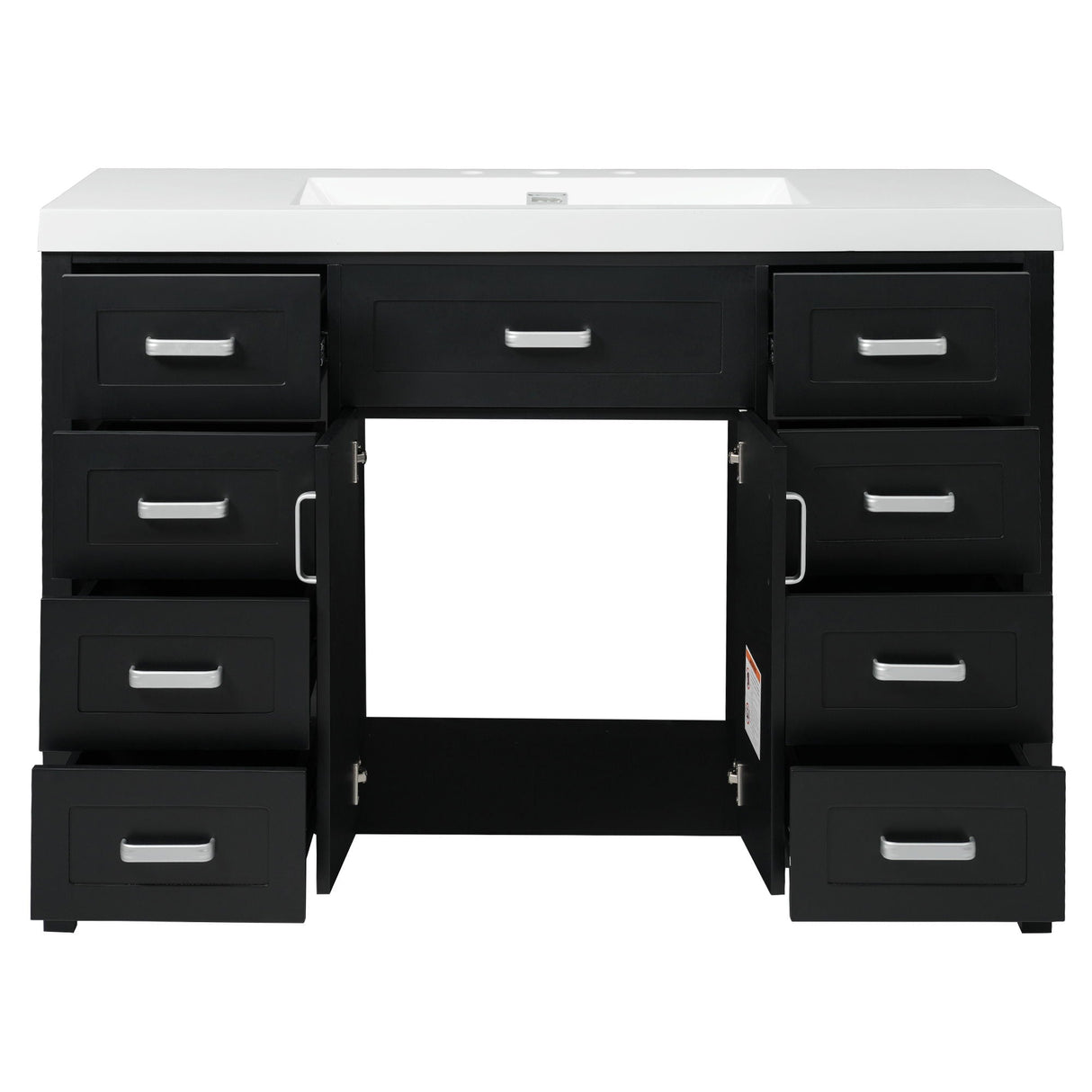 Bathroom Vanity With Sink, 2 Doors 8 Drawers, Soft Close System, Classic Design