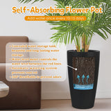 Set of 2 Faux Rattan Tall Planters with Automatic Watering System