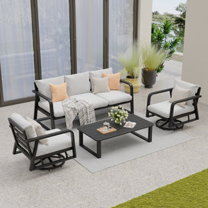 FR One Three-Seater Sofa + Two Swivel Chairs + One Coffee Table