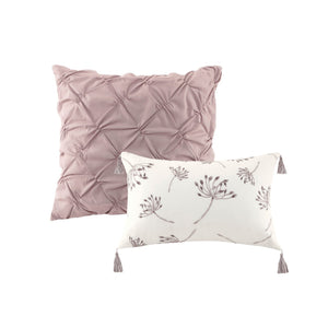 8 Piece Cotton Printed Comforter Set Blush Queen
