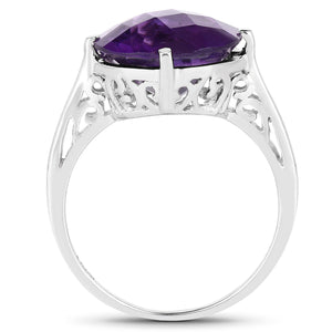 5.60 Carat Genuine Amethyst .925 Sterling Silver Ring