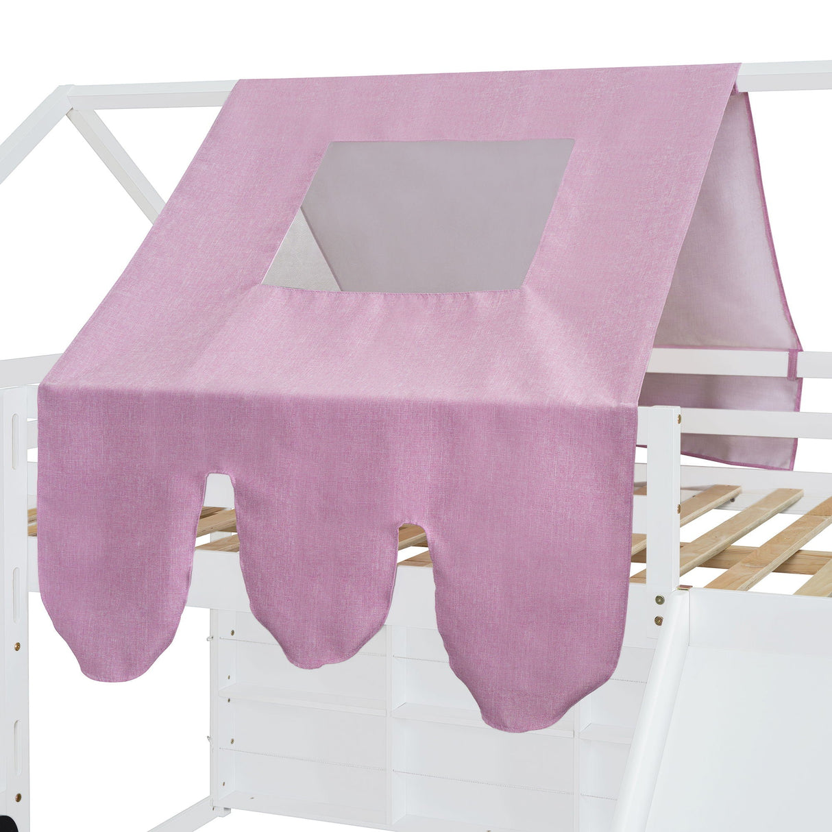 Loft Bed With House Shaped Frame And Tent
