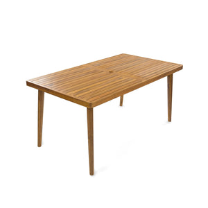 Elko Janiyah Outdoor Patio 7PCS Dining Set with Teak Finished Aluminum Chairs and Acacia Wood Table