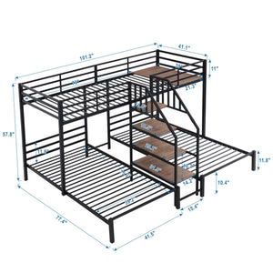Metal Bunk Bed With Storage Shelves Staircase