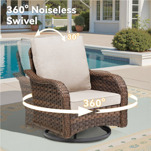 Patio Wicker Rocking Swivel Glider Rocker Chair Set of 2 for Porch