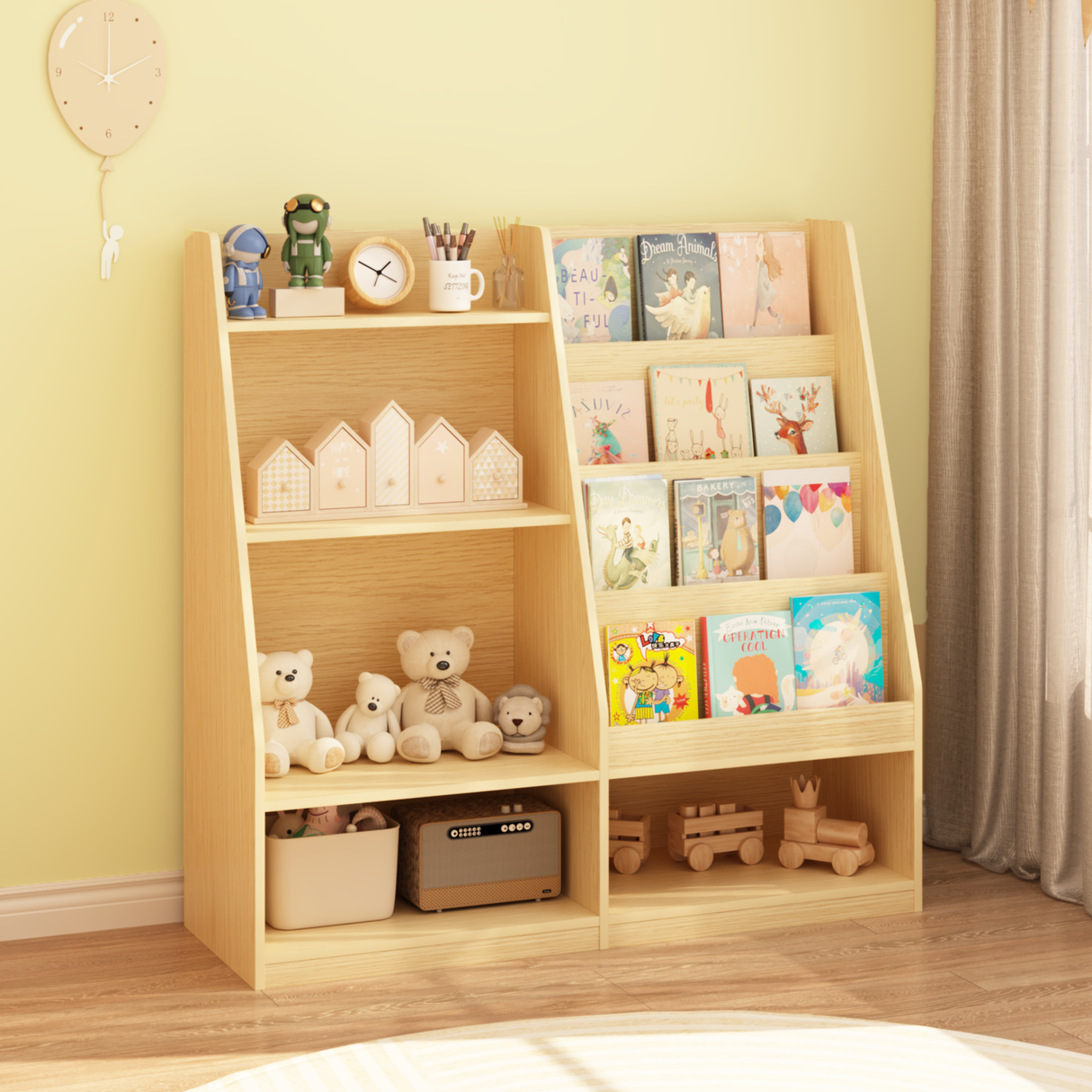 Kids Bookshelf and Toy Storage Organizer