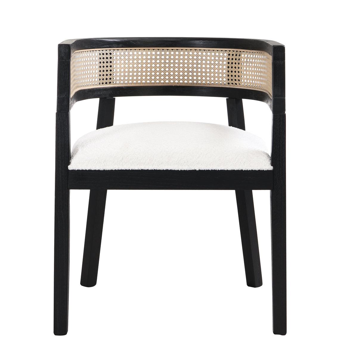 Barrel Dining Chair with Rattan Back, Set of 2
