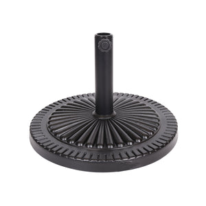 Black Rock Resin Outdoor Umbrella Base with Steel Support in Black Finish