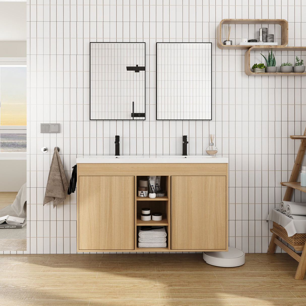 48" Freestanding Bathroom Vanity With Resin Double Sink