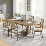Wooden Lattice-Back Dining Chairs, Set of 2