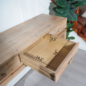 Rustic Wood Console Table with Three Drawers - Natural Finish